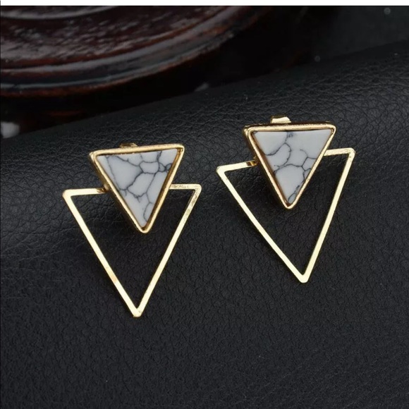 Jewelry - New Marble Pattern Triangle Earrings